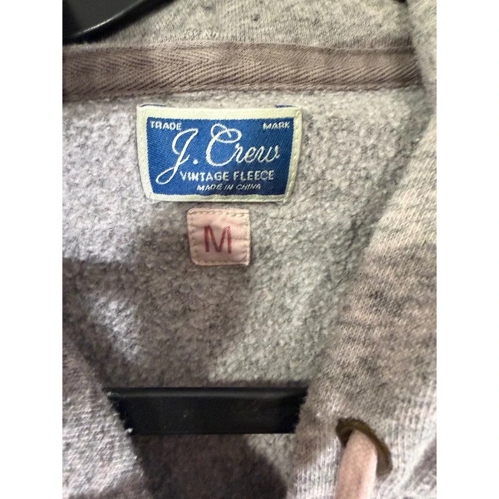 J. Crew Vintage Fleece Full Zip Hoodie Mens Medium Grey Pink 86607 SU18